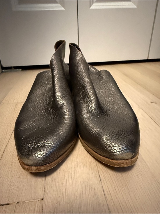 Sevilla Smith Shoes - Sevilla Smith Women’s Gunmetal Gray Metallic Leather Slip-On Shoe Boots 39